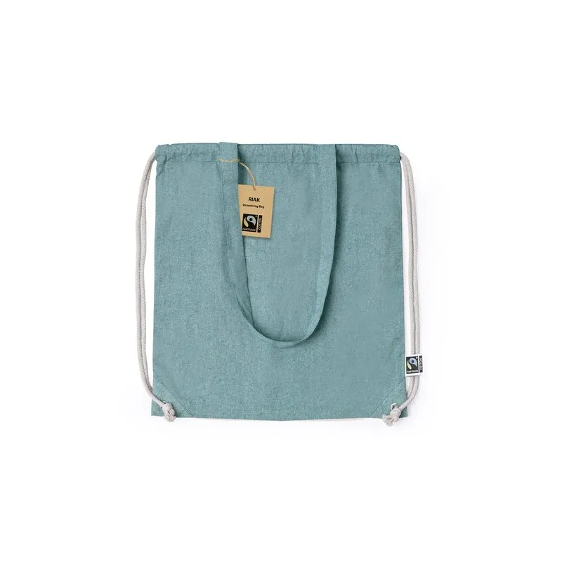 Sac à Dos Éthique Personnalisé Fairtrade Riak Matières : coton Taille textile : XL Couleurs : bleu atoll impression logo haute q