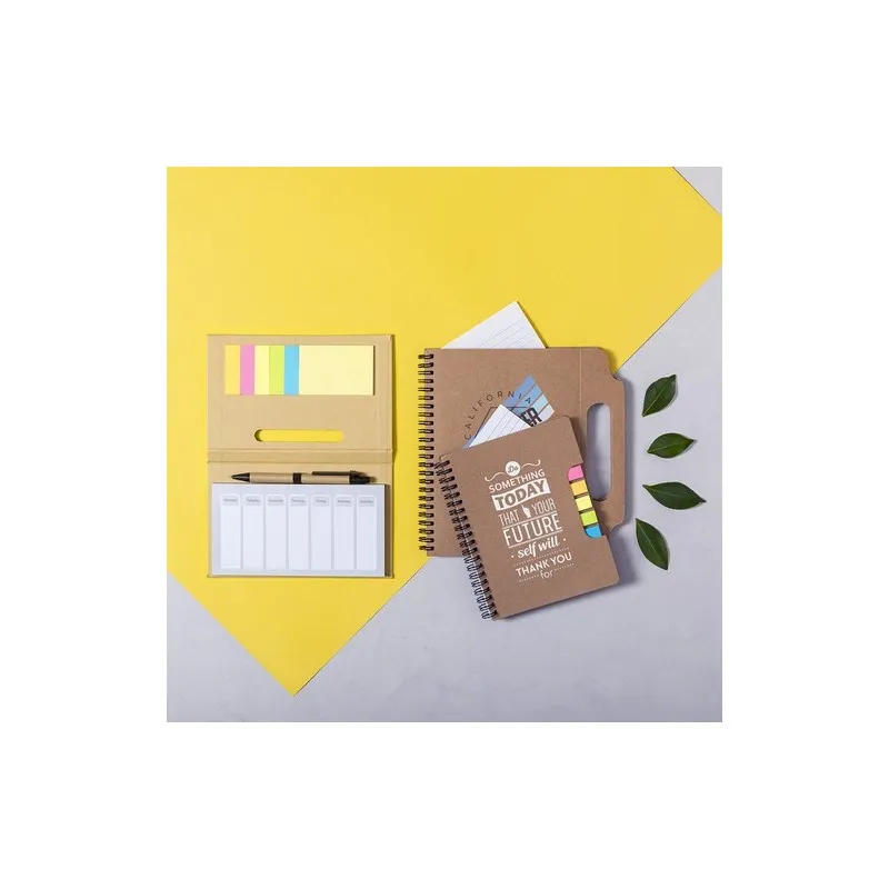 Bloc Notes Adhésif Écologique Personnalisé pas cher Tiblan Matières : PET recyclé Couleurs : gris cadeau collaborateur premium