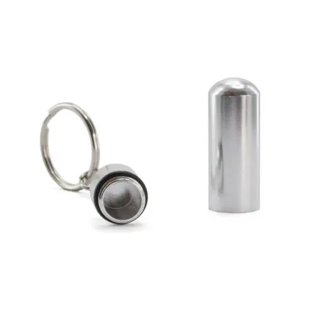 Porte-Clés Publicitaire Pratique Pilulier Alumpill Matières : Synthétique Couleurs : rose translucide cadeau entreprise pas cher