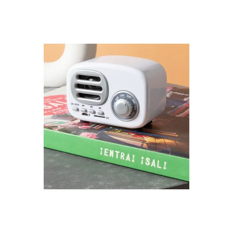 Haut-Parleur Bluetooth Vintage Personnalisé Économique - Florens Matières : carton recyclé Couleurs : vert marquage laser ultra 