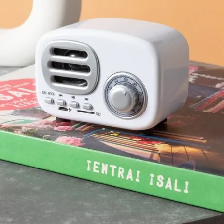 Haut-Parleur Bluetooth Vintage Personnalisé Économique - Florens Matières : carton recyclé Couleurs : vert marquage laser ultra 