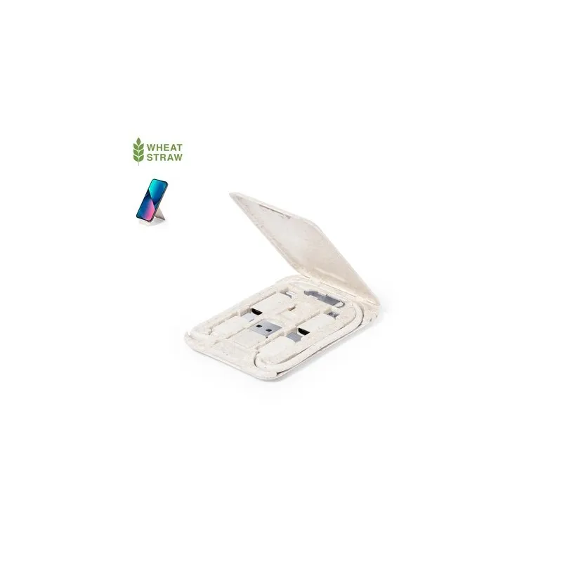 Câbles de Charge Écologiques et Multifonctionnels - Set Lee Couleurs : noir personnalisable avec votre logo