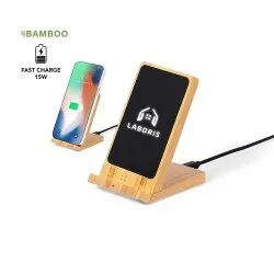 Chargeur Sans Fil Écologique en Bambou Personnalisé Steward Matières : bambou Couleurs : rouge