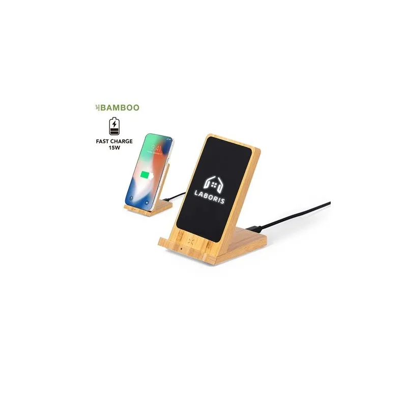 Chargeur Sans Fil Écologique en Bambou Personnalisé Steward Matières : bambou Couleurs : rouge