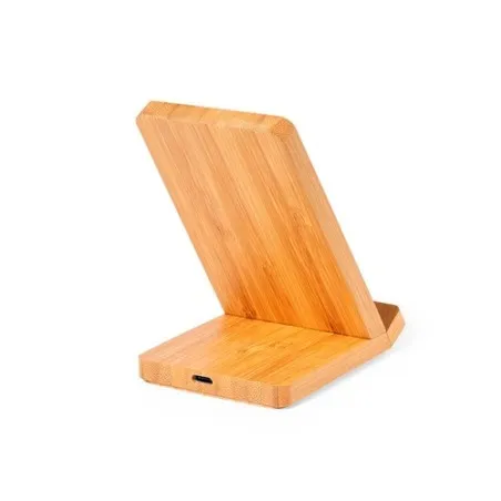 Chargeur Sans Fil Écologique en Bambou Personnalisé Steward Matières : bambou Couleurs : rouge goodies publicitaire événementiel