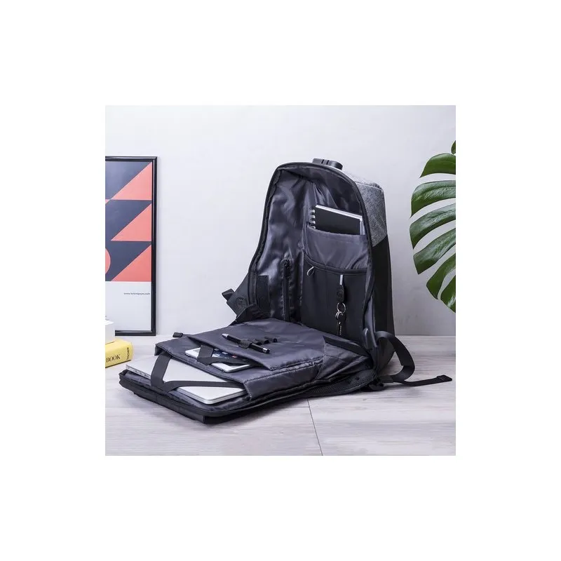 Sac à Dos Antivol Pratique et Élégant Personnalisé Ranley pas cher Matières : ABS recyclé Couleurs : noir impression logo haute 