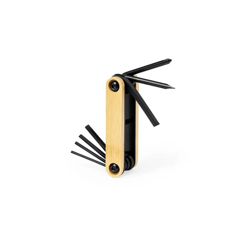 Outil de Poche Multifonction Personnalisé Ruselton Matières : bambou Couleurs : blanc goodies publicitaire événementiel