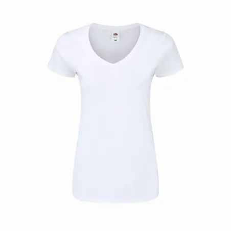 T-Shirt Femme Blanc V-Neck Confort et Style Personnalisé Iconic Matières : bambou Couleurs : jaune