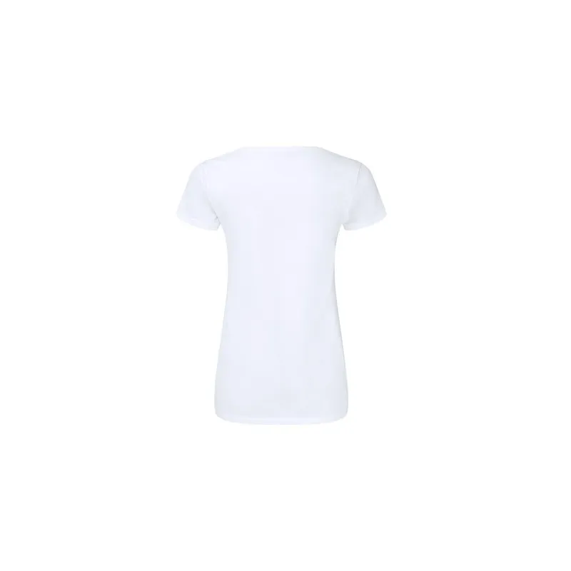 T-Shirt Femme Blanc V-Neck Confort et Style Personnalisé Iconic Couleurs : gris Matières : polyester recyclé cadeau entreprise p