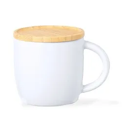 Tasse en Céramique Écologique avec Couvercle en Bambou Personnalisée Zenara