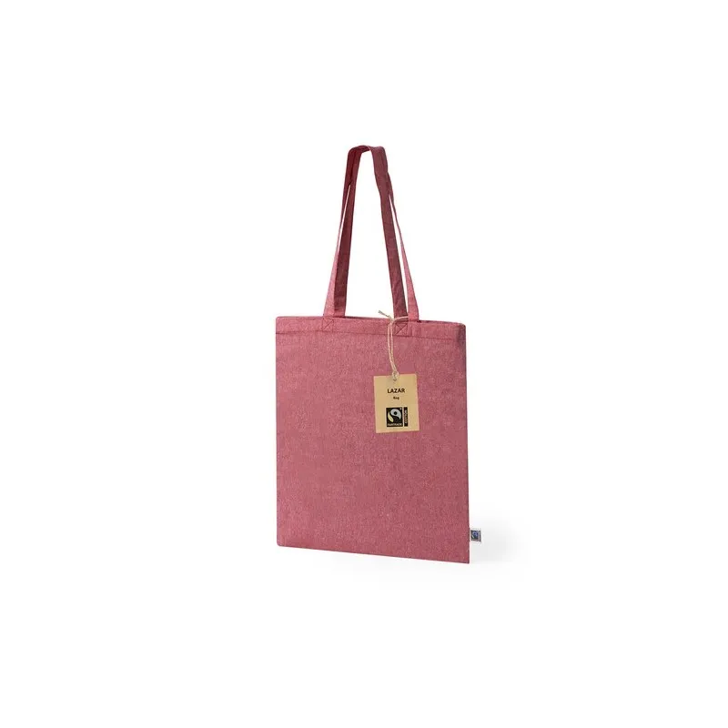 Sac Écologique Personnalisé de Shopping Lazar Fairtrade Matières : suédine Couleurs : rouge marquage laser ultra précis