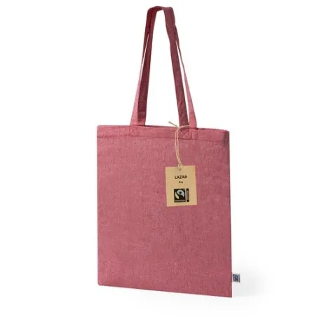 Sac Écologique Personnalisé de Shopping Lazar Fairtrade Matières : suédine Couleurs : rouge marquage laser ultra précis