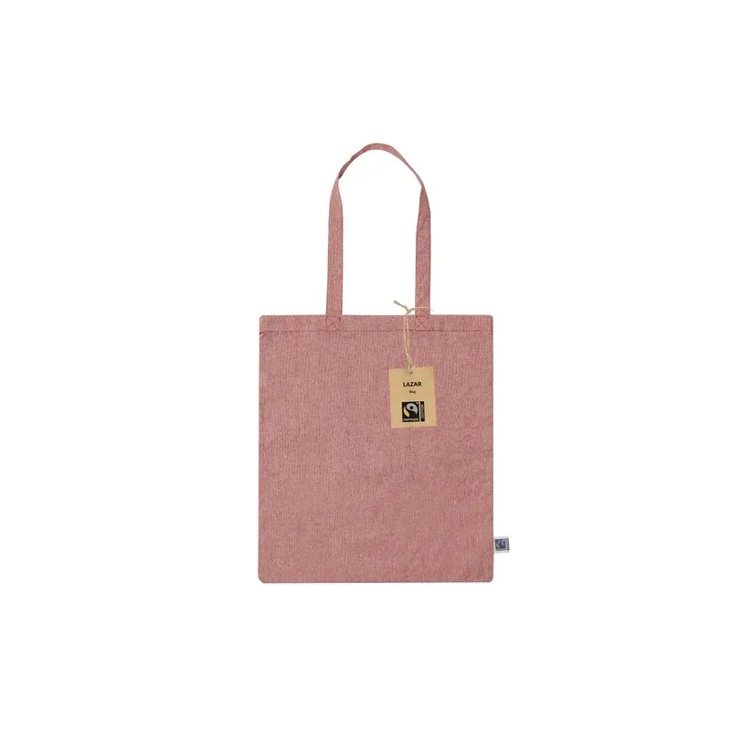 Sac Écologique Personnalisé de Shopping Lazar Fairtrade Matières : suédine Couleurs : rouge cadeau entreprise pas cher