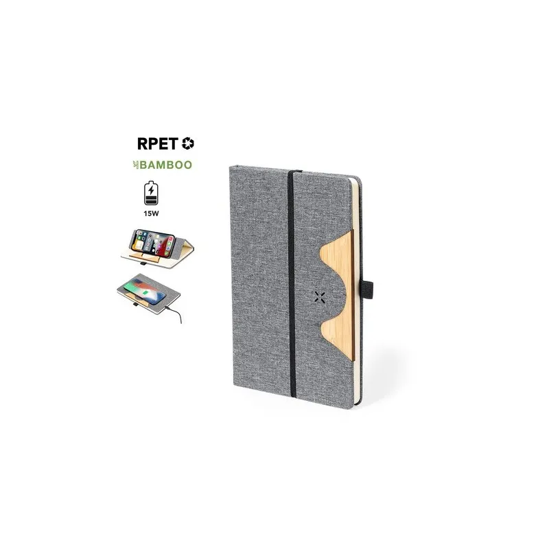 Bloc Notes Écologique et Pratique avec Chargeur Dalou Matières : polyester Couleurs : noir personnalisable avec votre logo