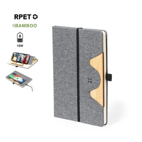 Bloc Notes Écologique et Pratique avec Chargeur Dalou Matières : polyester Couleurs : noir personnalisable avec votre logo