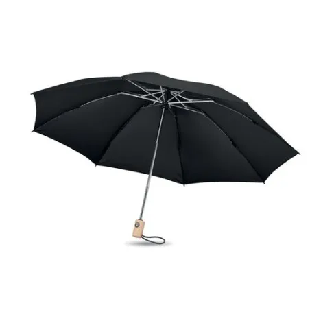 Parapluie pliable écologique 190T en RPET de 23'' - LEEDS Matières : coton Taille textile : L Couleurs : bleu marine cadeau coll