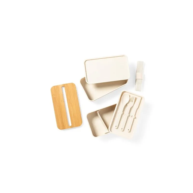 Gamelle Écologique et Pratique Personnalisée Graftan Matières : bambou Couleurs : brun goodies publicitaire événementiel