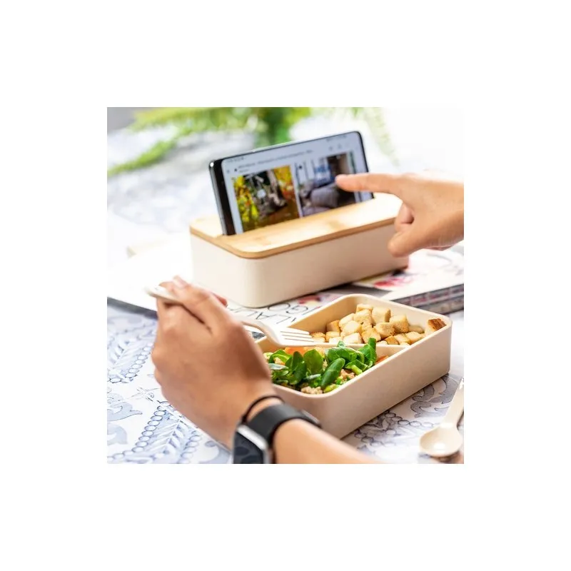 Gamelle Écologique et Pratique Personnalisée Graftan Matières : bambou Couleurs : brun marquage laser ultra précis