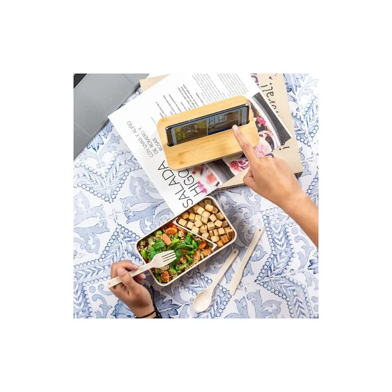 Gamelle Écologique et Pratique Personnalisée Graftan Matières : bambou Couleurs : brun livraison express 24h 48h