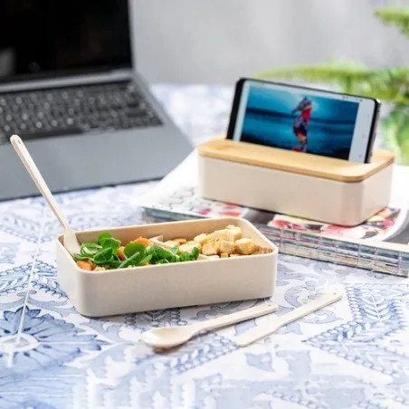 Gamelle Écologique et Pratique Personnalisée Graftan Matières : bambou Couleurs : brun objet promotionnel éco-responsable