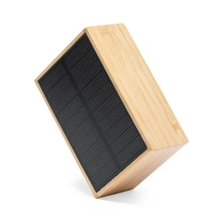 Enceinte Écologique Solaire Personnalisée Laurens FSC Matières : bois Couleurs : brun goodies publicitaire événementiel