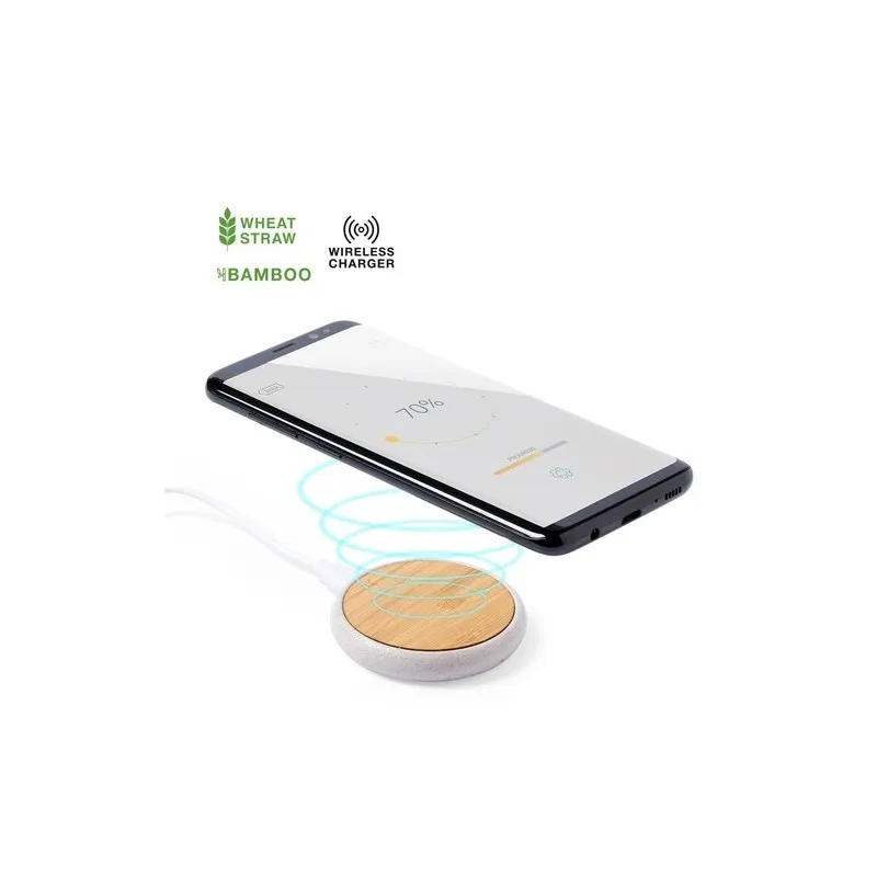 Chargeur Écologique Sans Fil Personnalisé 10W - Fiore Matières : métal Capacité : 4 Go Couleurs : blanc personnalisable avec vot