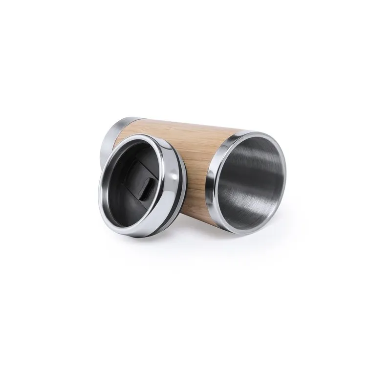 Mug Isotherme Écologique Personnalisé - Verre Thermique Ariston Matières : bambou Couleurs : bambou goodies publicitaire événeme