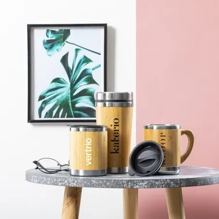 Mug Isotherme Écologique Personnalisé - Verre Thermique Ariston Matières : bambou Couleurs : bambou marquage laser ultra précis