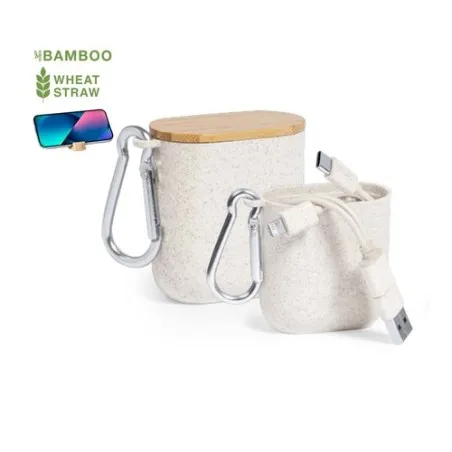 Câble de Charge Écologique et Pratique Personnalisé Brayce Matières : acier inoxydable Couleurs : blanc personnalisable avec vot