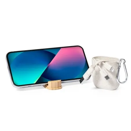 Câble de Charge Écologique et Pratique Personnalisé Brayce Matières : acier inoxydable Couleurs : blanc impression haute définit