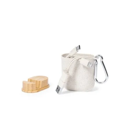 Câble de Charge Écologique et Pratique Personnalisé Brayce Matières : acier inoxydable Couleurs : blanc marquage laser ultra pré