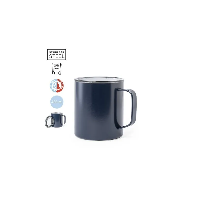 Mug isotherme personnalisé thermique Hanna Matières : acier inoxydable Couleurs : noir goodies publicitaire événementiel