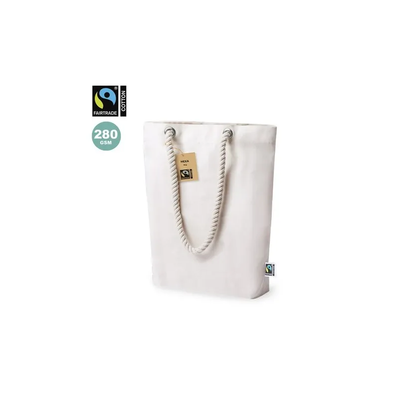 Sac Éthique Personnalisé de Shopping Hexa Fairtrade pas cher Matières : polyester Couleurs : noir personnalisable avec votre log
