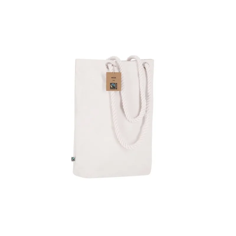 Sac Éthique Personnalisé de Shopping Hexa Fairtrade pas cher Matières : polyester Couleurs : noir objet promotionnel éco-respons