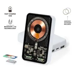 Power Bank Écologique Personnalisé Bramson - Accessoire High Tech à Port USB Matières : polyester Couleurs : rouge 2