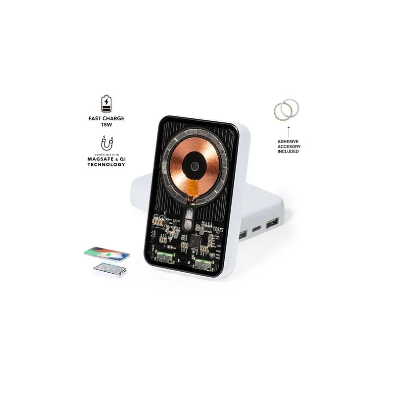 Power Bank Écologique Personnalisé Bramson - Accessoire High Tech à Port USB Matières : polyester Couleurs : rouge personnalisab