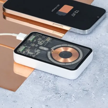 Power Bank Écologique Personnalisé Bramson - Accessoire High Tech à Port USB Matières : polyester Couleurs : rouge impression ha