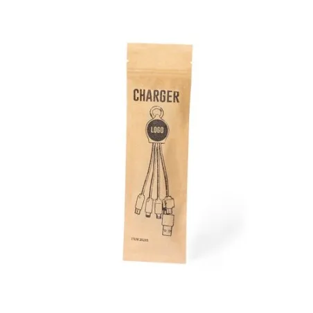 Câble de Charge Pratique et Publicitaire Personnalisé - Lawrence Matières : nylon Couleurs : brun impression haute définition