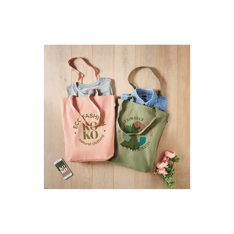 Sac shopping écologique en toile 270 gr/m personnalisé COCO Matières : liège Couleurs : blanc cadeau collaborateur premium