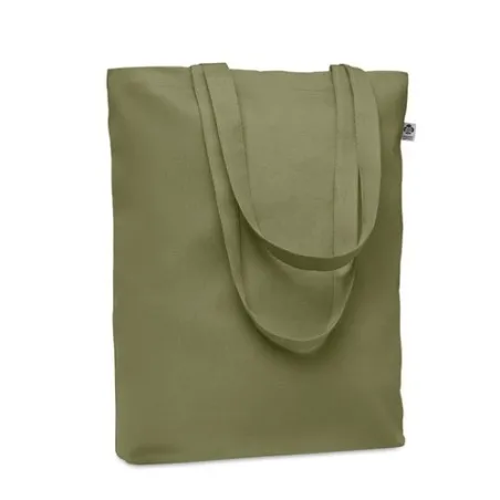 Sac shopping écologique en toile 270 gr/m personnalisé COCO Matières : métal Couleurs : argenté marquage laser ultra précis