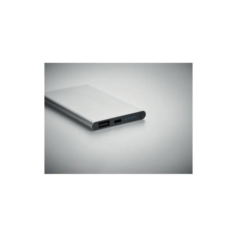 Powerbank Personnalisé 4000 mAh Type C - POWERFLAT C Matières : acier inoxydable Couleurs : noir goodies publicitaire durable