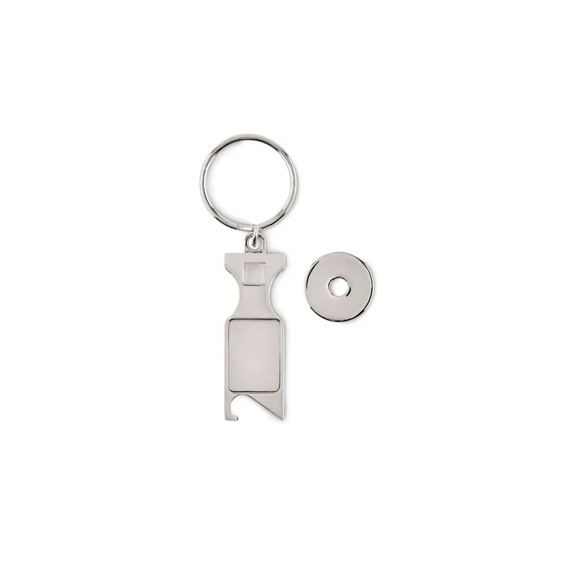 Porte-clés Jeton Euro Personnalisé Pratique pas cher - TOKEU Couleurs : bleu Matières : polyester recyclé personnalisable avec v