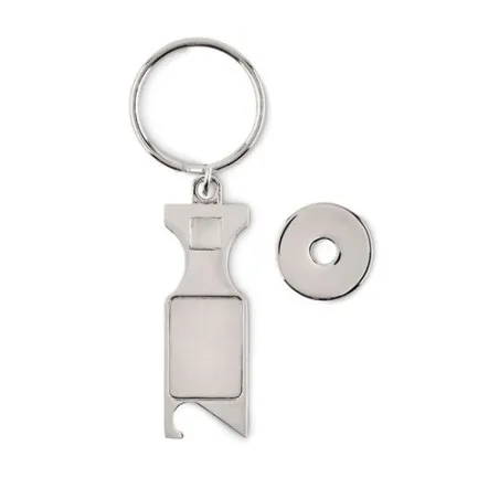 Porte-clés Jeton Euro Personnalisé Pratique pas cher - TOKEU Couleurs : bleu Matières : polyester recyclé personnalisable avec v