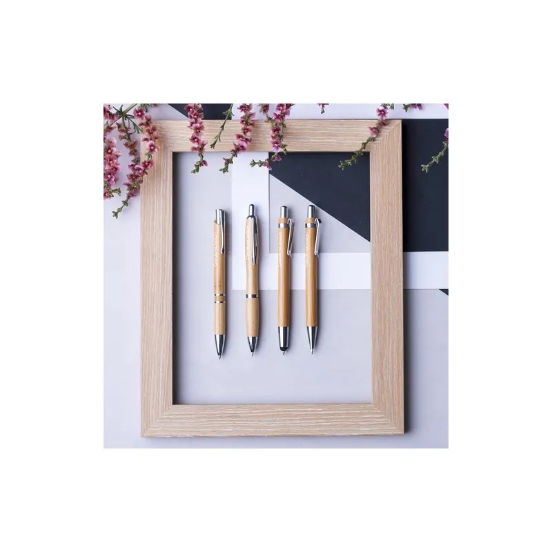 Stylo en Bambou Écologique Personnalisé Nikox Matières : Synthétique Couleurs : bleu translucide cadeau collaborateur premium