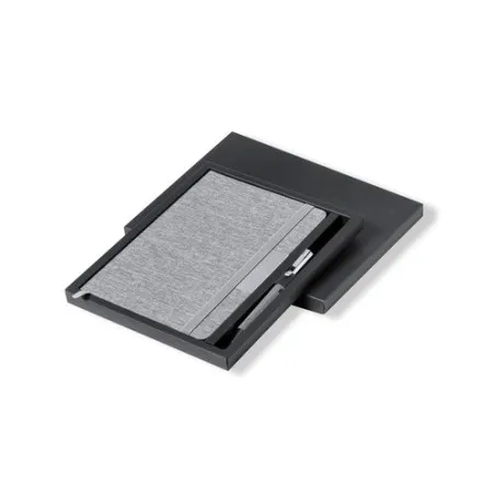 Set Écologique de Bloc-notes et Stylo Personnalisé Wendam Couleurs : noir Matières : acier inoxydable recyclé cadeau entreprise 