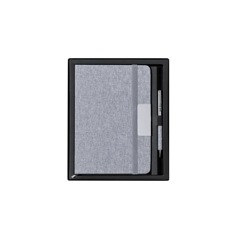 Set Écologique de Bloc-notes et Stylo Personnalisé Wendam Couleurs : noir Matières : acier inoxydable recyclé impression haute d