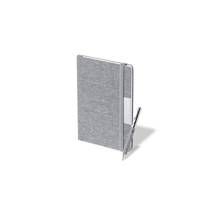 Set Écologique de Bloc-notes et Stylo Personnalisé Wendam Couleurs : noir Matières : acier inoxydable recyclé marquage laser ult