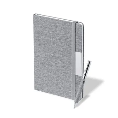 Set Écologique de Bloc-notes et Stylo Personnalisé Wendam Couleurs : noir Matières : acier inoxydable recyclé marquage laser ult