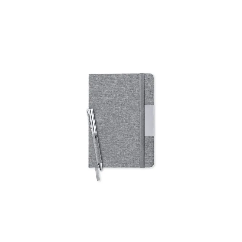 Set Écologique de Bloc-notes et Stylo Personnalisé Wendam Couleurs : noir Matières : acier inoxydable recyclé livraison express 