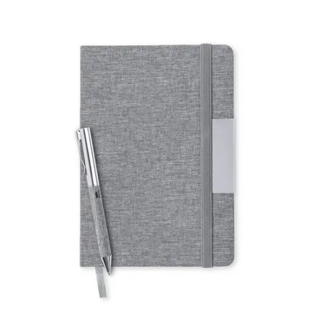 Set Écologique de Bloc-notes et Stylo Personnalisé Wendam Couleurs : noir Matières : acier inoxydable recyclé personnalisation r